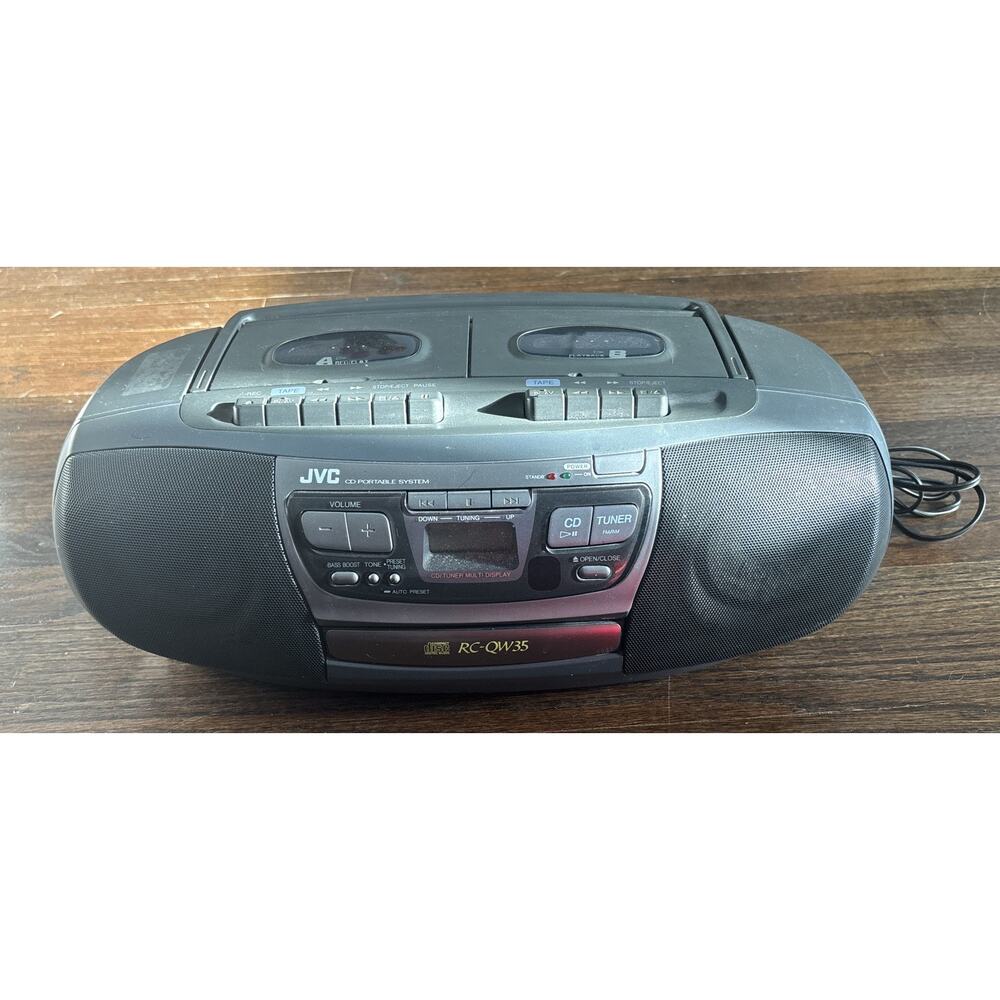 JVC RC-QW35 Boombox Dual Cassette CD Player - Portable Stereo
